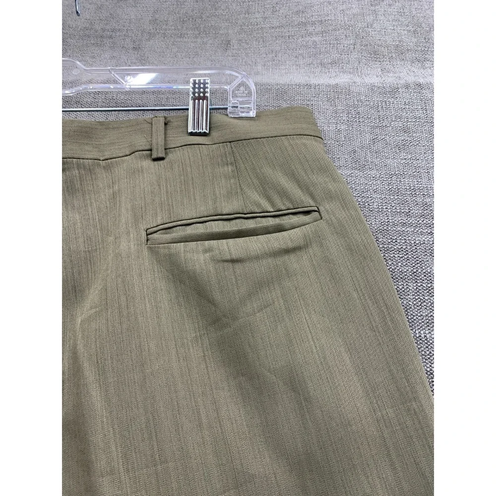 Corbin Dress Pants Mens 34 Green 150s Micro Merino Pleated Straight Leg Oxford